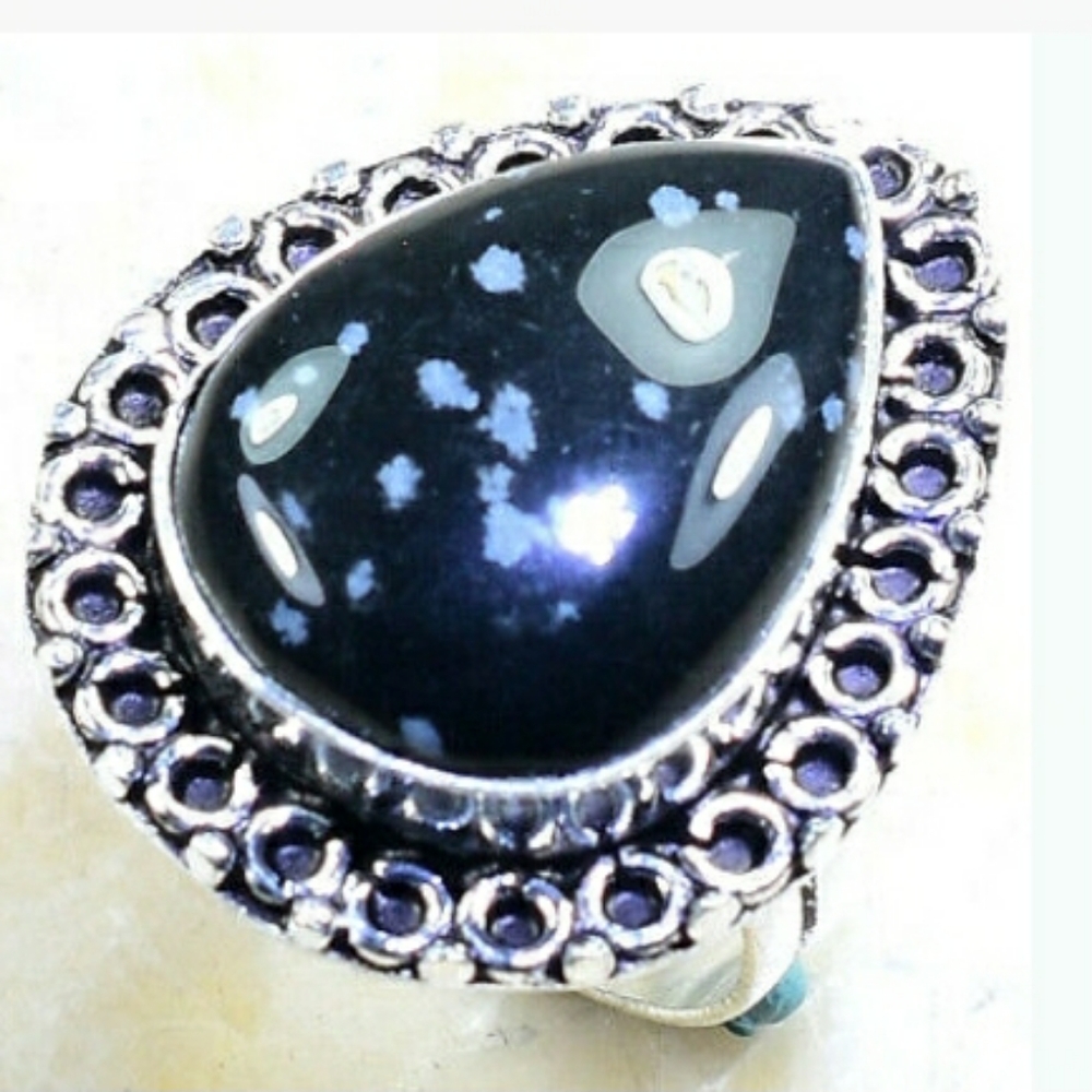 Snowflake Obsidian Handcrafted Ring 7